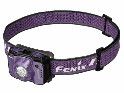 Fenix HL12R V2.0 Lila Wiederaufladbare Outdoor Stirnlampe | 500 Lumen | 125 m | 112 Stunden Max | 500 Lumen weißer Strahler mit sekundärem 1 Lumen Rotstrahl | IP66