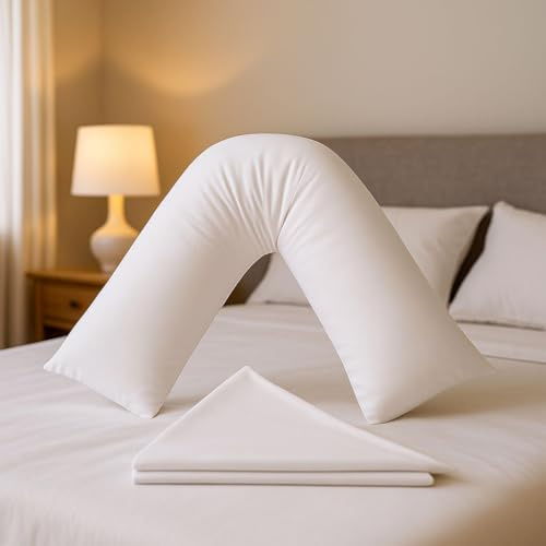 Orrina Home V Pillow with Pillowcase – Comfortable V Shaped Pillows for Neck, Back & Pregnancy Support – Portable Design with Removable Cover for Easy Cleaning