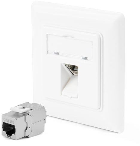 OFFCUP CAT 6A Universal Netzwerkdose, 1x RJ45 Keystone Port LAN Dose, 10 Gigabit Ethernet Aufputz oder Unterputz Geschirmt Netzwerk Anschlussdose für Netzwerkkabel Verlegekabel