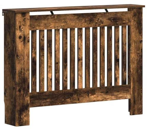 vidaXL Cache-Radiateur Chêne fumé 112 x 19 x 81,5 cm Bois d'ingénierie, Cache-radiateur Moderne, rectangulaire pour déco Maison, Protection esthétique, Bois conçu, sécurité Enfant, Salon