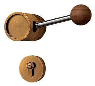 WLH Alexanders Maniglia for porta con serratura interna senza chiave, chiusura for carichi pesanti, hardware, serratura interna for camera da letto, bagno(Brass,Mechanical lock)