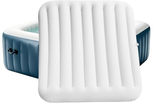 KEAGAN Aufblasbare Whirlpool-Abdeckung 145 x 140 cm, Thermo-Isolierdeckel für Eckige Pools & Spas, Energiesparender Deckel für Whirlpools im Freien, Poolabdeckung Gegen Schmutz, Blätter, Algenwachstum