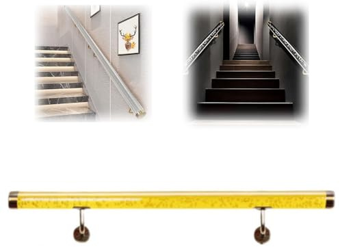 RTVGNSZSJL Corrimano In Acrilico Trasparente Per Scale Interne 30-600cm Rampata Da Muro Corrimano Antiscivolo Con Staffe E Viti Metalliche(Yellow,380CM/12.5ft)