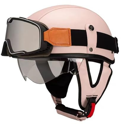 Casco da moto vintage tedesco a mezza calotta con visiera, omologato ECE, adatto a uomini e donne, ideale per biciclette, cruiser, chopper, ciclomotori, scooter e altri usi simili. 6,L(59-60CM)