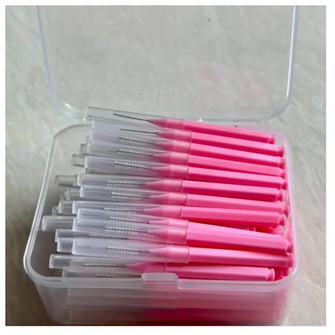 80 st/kartong I-typ Push Pull Interdentalborste 0,6-1,5Mm Rengöring mellan tänderna Munvård Tandtråd(80pcs 0.6 mm Pink)