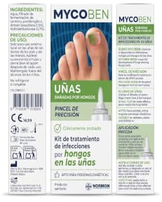 MYCOBEN Kit de Tratamiento de los Hongos en las Uñas- Pincel de Precisión- 10 limas incluidas