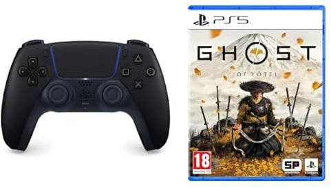 Playstation Sony Manette PS5 DualSense Sans Fil Retour Haptique Gâchettes Adaptatives Micro Batterie Rechargeable PS5/PC Midnight Black + Sony Ghost of Yōtei PS5 Français