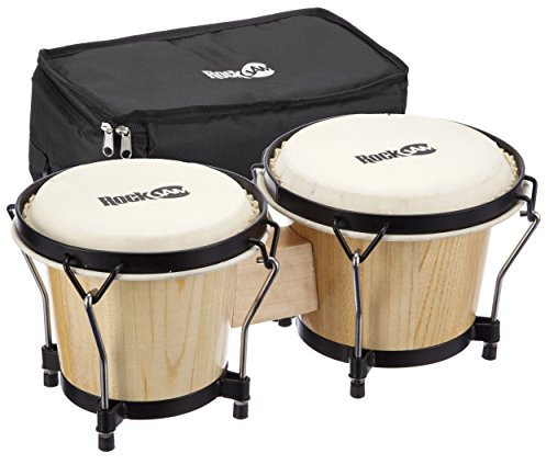 RockJam RJ-100300 7 and 8 Bongo Set with Padded Bag and Tuning Wrench Natural