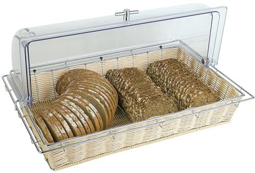 APS 40150 Buffetkorb (ohne Haube), Korb, Obstkorb, Brotkorb,56,5 x 36 x 10 cm, Polypropylen, mit Edelstahldraht und Fixierungsrahmen, beige
