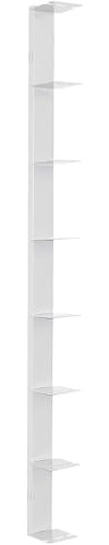 Radius Booksbaum 2 Wand groß Weiß – Bücherregal aus pulverbeschichtetem Stahl, 15 x 170 x 15,5 cm für ca. 130 Bücher, Tragkraft 6,5 kg je Boden, Elegantes Wandregal (725B)