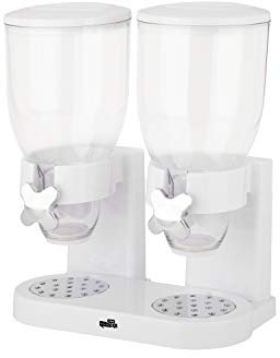 Zevro Single Dry-Food-Spender, plastik, Double Dispenser, White/Chrome