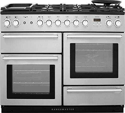 Rangemaster Nexus NEX110DFFSS/C 110cm wide Dual Fuel Range Cooker with Mixed Fuel Hob - Stainless Steel - A/A Rated
