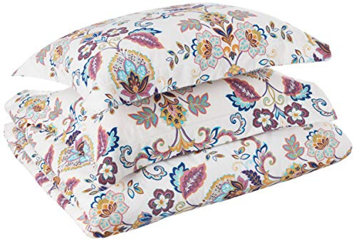 Tribeca Living Abstract Paisley Printed Flannel 200 GSM Luxury Duvet Cover Set, Queen, Multicolor