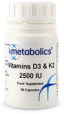 Vitamin D3 & K2 – 2500 IU | High Absorption Vegetarian Supplement | UK Made | Supports Bones, Teeth & Immune System | 60 Vegetable Capsules | No Caking Agents or Fillers