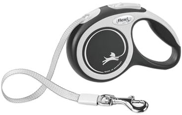 FLEXI New Comfort Einziehbare Hundeleine (Band), für Hunde bis zu 50 kg, 7,9 m, Größe L, Grau/Schwarz