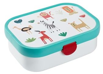 Mepal - Fiambrera Campus - Bento Box para Niños - Lonchera con Compartimento Bento y Tenedor - Fiambrera con Cierre de Clip - Sin BPA y apta para Lavavajillas - 750 ml - Animal Friends