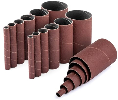 POWERTEC 11240 4.5 Inch Sanding Sleeves for Spindle Sander in 6 Sizes with Assorted Grits 80, 120, 240 | Aluminum Oxide Sandpaper Sanding Sleeve Assortment in Dia. 1/2, 3/4, 1, 1-1/2, 2 & 3-18 PK