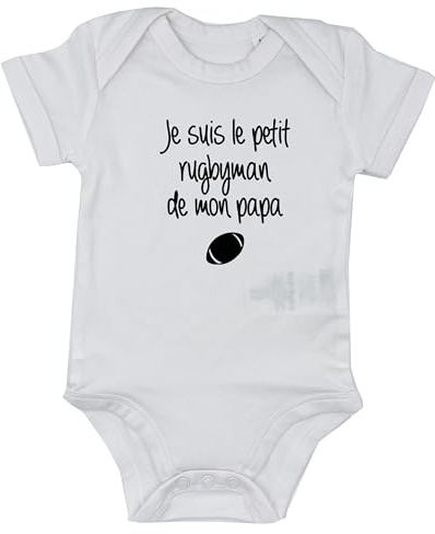 DSTNY Body Bébé Chuuute…Je regarde le rugby avec Papa Personnaliser foot, basket, tennis, hockey... Cadeau pour papa et futur papa, Noël
