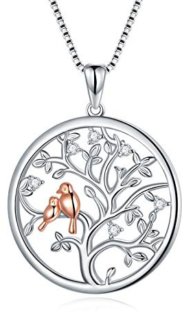 LONAGO Baum des Lebens Halskette 925 Sterling Silber Nettes Tier mit Stammbaum Anhänger Halskette für Frauen