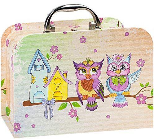 alles-meine.de GmbH Kinderkoffer/Koffer - GROß - Eule & Vogelhaus - für Spielzeug und als Geldgeschenk - Mädchen & Jungen - Kinder & Erwachsene - Pappe Karton - Pappkoffer - Pu..