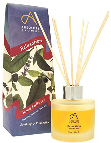 Absolute Aromas Entspannungsstäbchen-Diffusor 100 ml – Beruhigender Duft mit 8 Duftstäbchen – EIN natürlicher und langanhaltender Duft mit beruhigenden Noten von Lavendel, Kamille und Patchouli