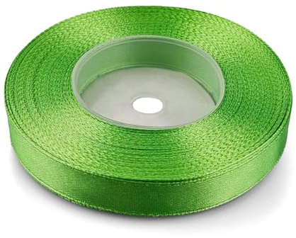 Netuno 1x Satinband Grün 12 mm x 32 m grünes Schleifenband bunt Geschenkband farbig Dekoband Stoffband Satinrolle Satinbänder grüne Schleife Geschenk Satinband Grüntöne green ribbon silk