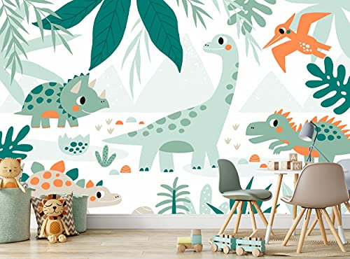 Papier peint pour enfants - Dinosaure - 366 cm x 254 cm - Décoration murale géante - Poster en papier pour chambre d'enfant