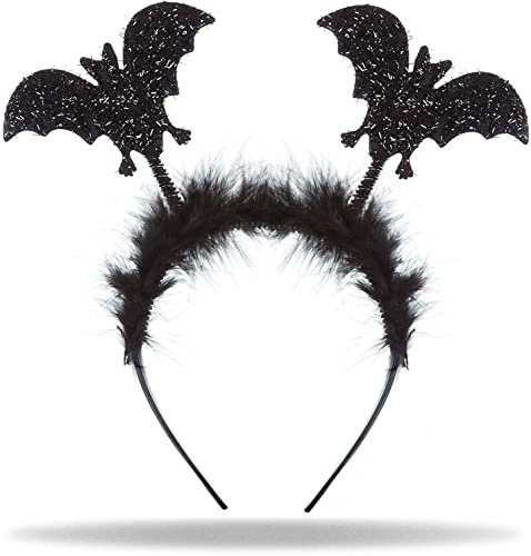 Hatstar Haarreif Fledermaus Glitzer, Halloween Haarschmuck für Damen, Herren und Kinder, Kostüm Accessoire für Karneval und Fasching, Kopfschmuck mit beweglichen Fledermäusen