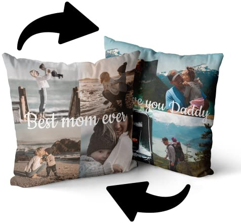Personalisedog Coussin en polaire personnalisé avec photo et texte,Coussin photo auto personnaliser,Cadeau photo (double face - 8 photo)