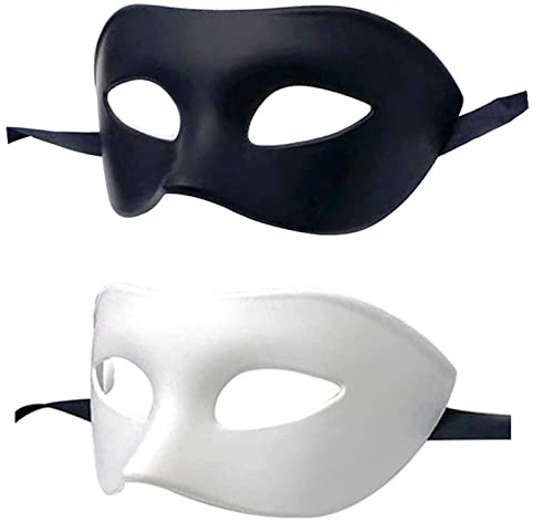 Maskerade Herren Damen Griechisch venezianische Party Maskenmasken Masken Halbgesichtsmasken mythologisch griechisch geeignet für Halloween Weihnachten Di Gras Party Einheitsgröße, weiß + schwarz, 2