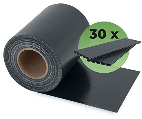 New Storage 11 PVC Sichtschutzstreifen für Doppelstabmatten Blickdicht | Doppelstabmattenzaun Sichtschutz | 30 Befestigungsclips | 35m x 19 cm | Zaunfolie Windschutz (Anthrazit)