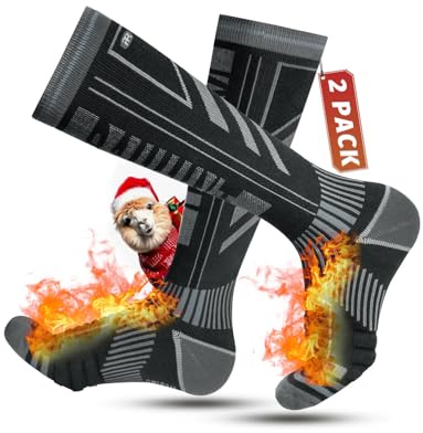 Calze Sci Calzini Termiche in Lana Merino Calze Invernali Lunghe Pesanti Calze Da Sci Snowboard a Compressione, Traspiranti, Ad Asciugatura Rapida, Per Uomo, Donna 2 Paia Taglia 35-51