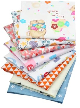 Crafts Fabrics Ltd 8pcs 40 cmx 50 cm Cartoontiere Kinderfettviertel Bündel 100% Baumwollstoff für Quilt, Scrapbooking, Nähen, Patchwork, Kunsthandwerk, Babykleidung, DIY -Projekte