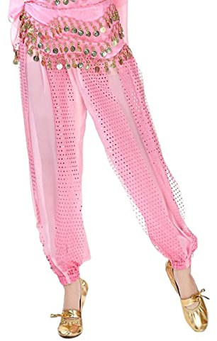 Pantalon harem de danse du ventre, Pantalon arabe tribal en mousseline de soie, Pantalon de costume de danse de ventre lâche brillant pour costume de performance de la fête zumba dansant yoga zumba