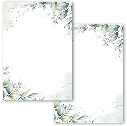 20x Blanko Karten mit Muster Postkarten Set zum Selbstgestalten Selbstbedrucken DIY Einladungskarten Grün Aquarell Postkarte 2 Seitig Einladung Spiel Geburtstag elegant Glückwünsche Grußkarten DIN A6