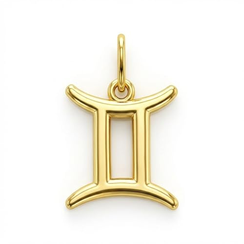 Gold Zodiac Astrology Sign Charm -10 Karat Gold - Zodiac Horoscope (Gemini)