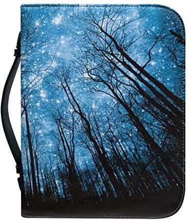 Kuiaobaty Starry Forest Buchhülle für Bibel, Roman, Buch, Sternennacht, Buchhülle, Leder, Tragetasche für Kirche mit Stifttaschen