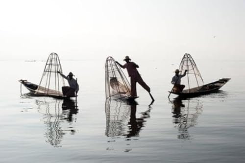 adrium Acryl-Bild 80 x 50 cm: Reisen nach Myanmar, Außenfotografie eines Fischers auf einem traditionellen Boot. Intha-Volk aus dem Shan-Staat Burma (31203026)