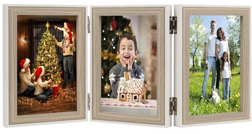 Czemo Cornice Foto Multiple 10X15cm, Cornici per 3 fotos Pieghevole Portafoto da Tavolo per Foto Collage Cornice, Famiglia Cornice da Tavolo Memoriale Cornice, Cornici per Foto di Nozze