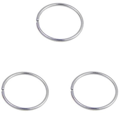 DENI 3 sehr dünne Nasenringe ohne Verschluss, Silber, glatt, 8 mm Innendurchmesser und 0,6 mm Dicke.