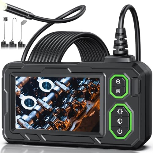 Endoscope Camera with Light, 4.3 Inspection Camera, 1920P HD Borescope with 8 LED Lights, IP67 Waterproof Snake Sewer Tools, 16.4ft Semi-Rigid Drain Endoscope Cool Gadget (Green)