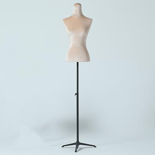 Rozhuhro Schneiderpuppe, Weiblich Schaufensterpuppe, Zerlegbare Puppe, Deko Mannequin, Höhenverstellbar Mannequin, mit Höhenverstellbar Metall Standfuss Sockel,Apricot