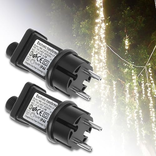 Nizirioo 31V 6W LED Netzteil, 2 Stück IP44 LED Transformator, Timerfunktion, GS Stecker mit Speicherfunktion, Lichterkette Netzteil Adapter IP44 GS Stecker für Weihnachtsbeleuchtung, Lichterkette