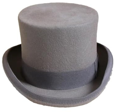 Dvbfufv Modischer Fedora-Hut für Herren, aus Wolle, All-Match, Panama-Zaubererhut, Gentleman, Zylinderhut, Riemen, Steampunk-Hut, gray9, 54/ 56 cm