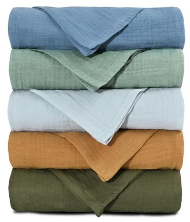 Musselintücher für Baby-Musselinquadrate, Spucktücher Baby,Wickeldecken für neugeborene Jungen und Mädchen, 5er-Pack atmungsaktive und Mullwindeln Spucktücher Wickeltücher für Kleinkinder 001