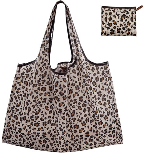 FenFang Einkaufstasche Faltbar Groß, Einkaufsbeutel Stoff Wiederverwendbare, Mehrwegtasche Umweltfreundlich Faltbare Tasche Leichte Schnelltrocknend für Einkauf Reise Ausflug, 56 X 67 cm (Khaki)