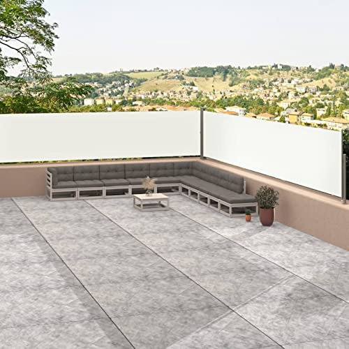 Cosisti Toldo Lateral Retráctil 117 x 1200 cm, Protege la Privacidad, Protección UV Resistente al Agua, Toldo Lateral para Balcón, Jardin, Terraza, Retroceso Automático, Crema
