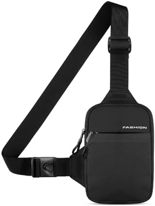 Raxfekro Sling Crossbody Bag brusttasche herren Wasserdicht Schultertasche Umhängetasche Klein Herren handytasche Sling Bag für Reise, Wandern, Camping, Outdoor-Sport (Schwarz)
