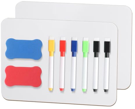 2 STK Whiteboard Klein Whiteboard A4, Kleines Dry Erase White Board, 21x30 cm Tragbares Doppelseitiges Mini Whiteboards mit 6 Stifte & 2 Radiergummis, für Klassenzimmer, Zuhause, Büro