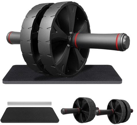 YIFMOO Bauchroller, Ab Wheel Bauchtrainer für zuhause, AB Roller Bauchmuskeltrainer mit Kniematte, Rutschfester Doppelrad-Bauchrad Fitnessgeräte für Anfänger, Fortgeschrittene und Profis